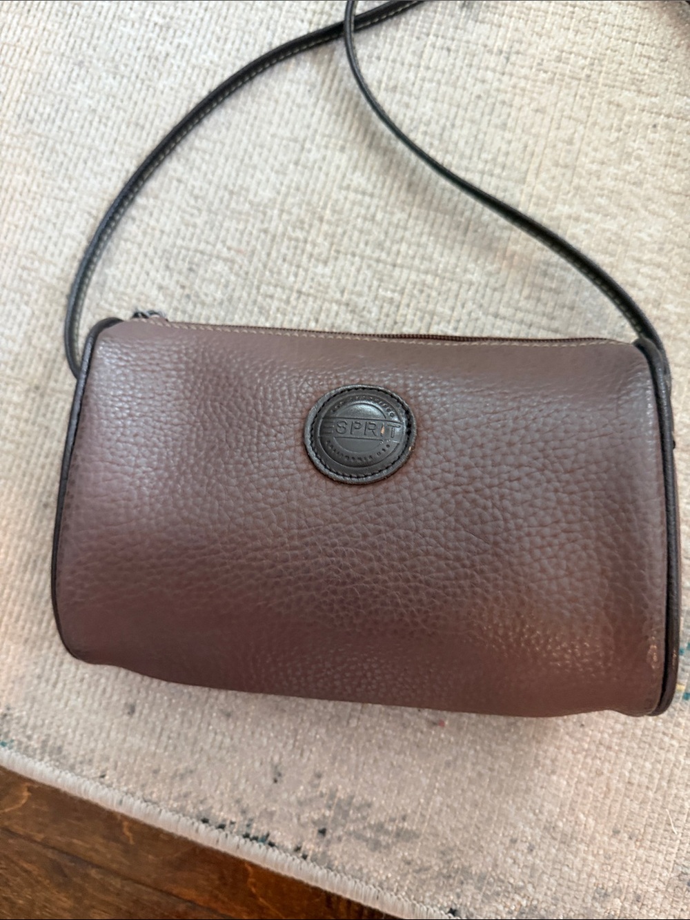Esprit Vintage Dark Brown Pebbled Leather Small Crossbody